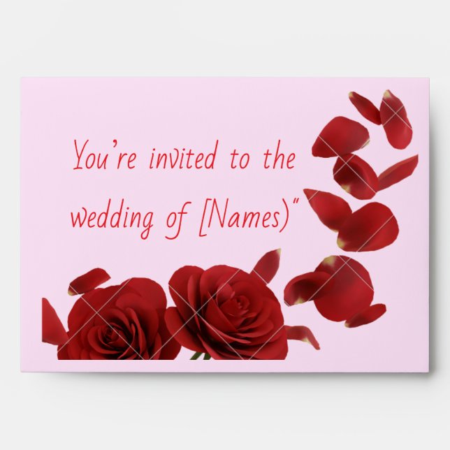 Romantic Red Rose Wedding Invitation Enveloppe  Envelope (Front)