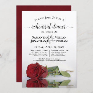Romantic Red Rose Wedding Rehearsal & Dinner Invitation