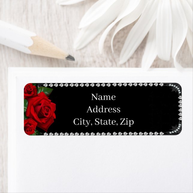 Romantic Red Roses And Diamonds Address Labels (Insitu)