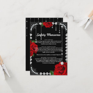 Romantic Red Roses And Diamonds Safety Measures Invitation