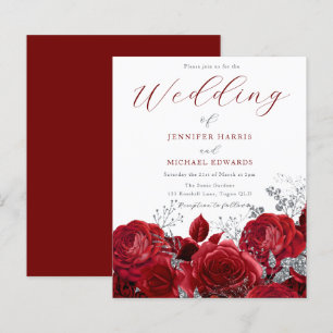 Romantic Red Roses Budget Wedding Invitation