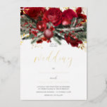 Romantic Red Roses Christmas Wedding Gold<br><div class="desc">Romantic Red Roses Christmas Wedding Gold Foil Invitation

See other invitations in our Niche and Nest Store</div>