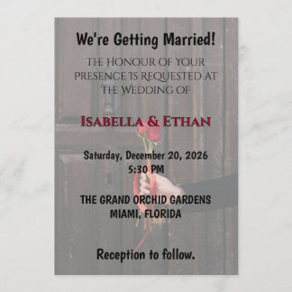 Romantic Red Roses Elegant Wedding Invitation