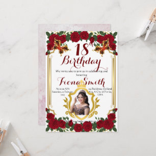 Romantic Red Roses Floral Birthday Invitation Card