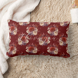 Romantic Red Roses Floral Lumbar Cushion