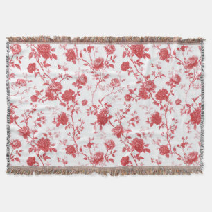 Romantic Red Roses Floral Throw Blanket