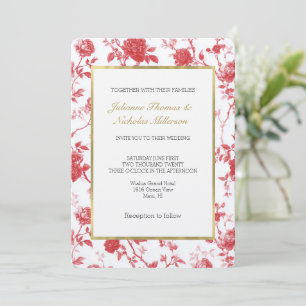 Romantic Red Roses Floral Wedding Invitation