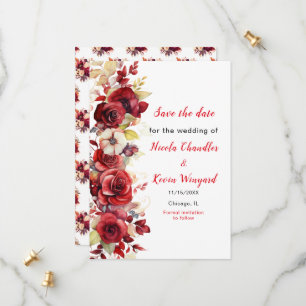 Romantic Red Roses Floral Wedding  Save The Date