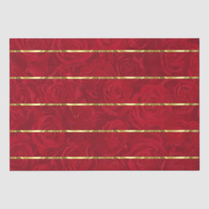 Romantic Red Roses Gold Accents Tissue Paper