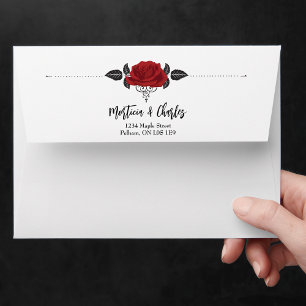 Romantic Red Roses Intertwined Wedding Envelope