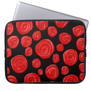 Romantic red roses on black background. laptop sleeve