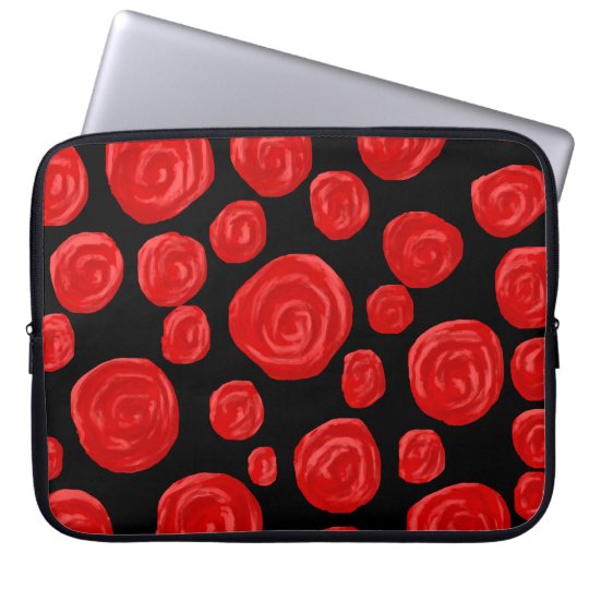 Romantic red roses on black background. laptop sleeve
