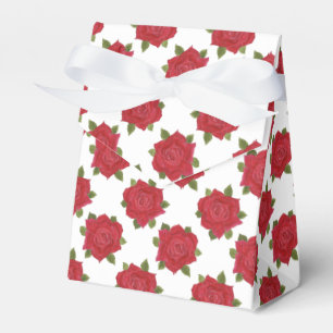 Romantic Red Roses on White Custom Tent Favour Box