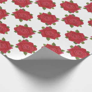 Romantic Red Roses on White Custom Wrapping Paper