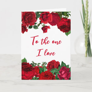 Romantic Red Roses on White Valentine's Day Card