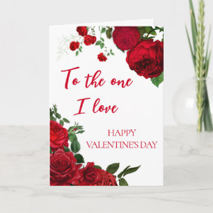 Romantic Red Roses on White Valentine's Day Card