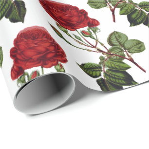 Romantic Red Roses Pattern Wrapping Paper