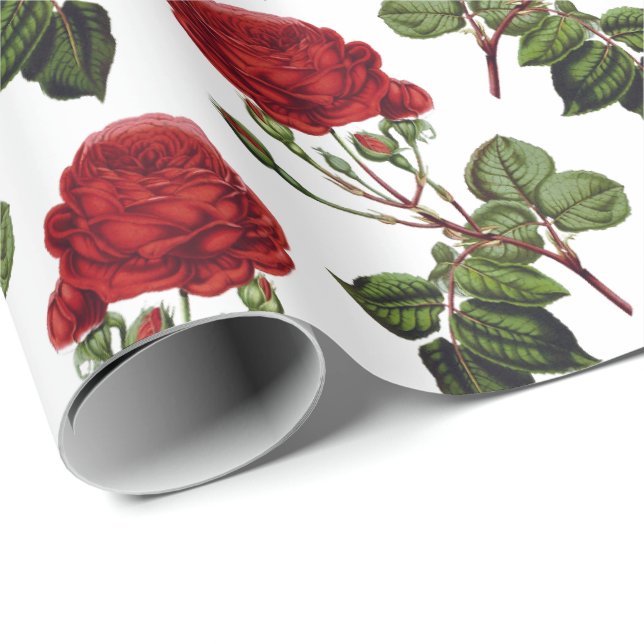 Romantic Red Roses Pattern Wrapping Paper (Roll Corner)