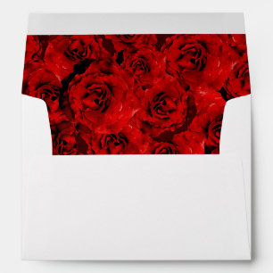 Romantic red roses print inside stylish elegant envelope