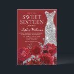 Romantic Red Roses Silver Diamond Gown Sweet 16  Invitation<br><div class="desc">Romantic Red Roses Silver Diamond Gown Sweet 16 Invitation

See matching collection in Niche and Nest Store

Many thanks</div>