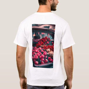 Romantic Red Roses Teddy Bear in Car Trunk T-Shirt