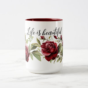 Romantic Red Roses Two-Tone Coffee Mug