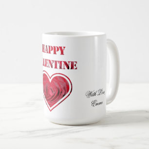 Romantic Red Roses Typography Happy Valentine Coffee Mug