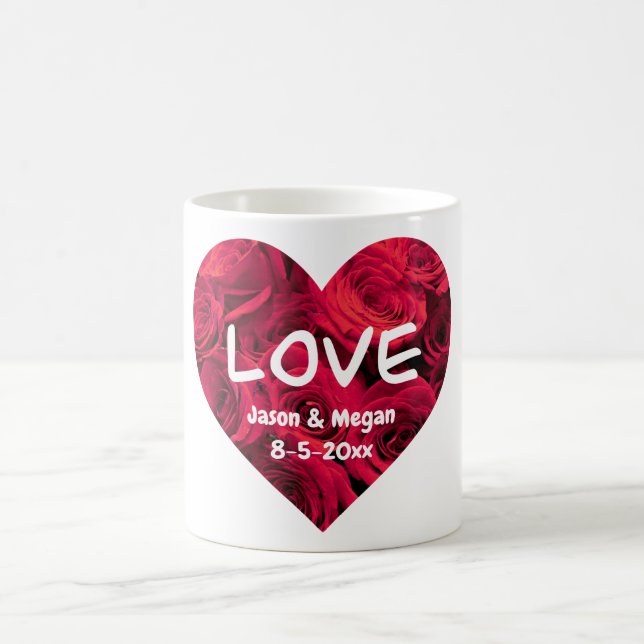 Romantic red roses Valentine heart Coffee Mug (Center)
