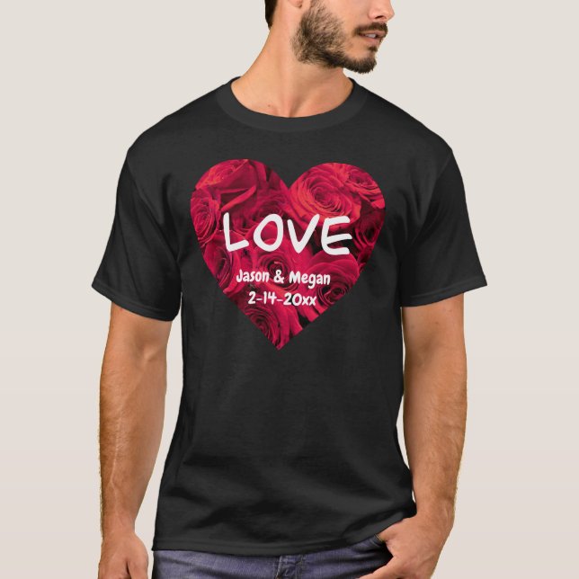 Romantic red roses Valentine heart | monogram T-Shirt (Front)