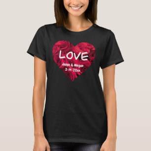 Romantic red roses Valentine heart monogram T-Shirt