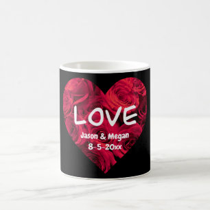 Romantic red roses Valentine heart, monogrammed Coffee Mug