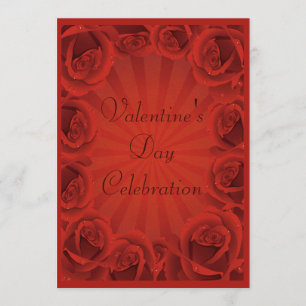 Romantic Red Roses Valentine's Day Party Invitation