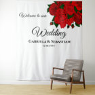Romantic Red Roses Wedding Wall Backdrop