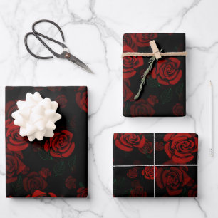 Romantic red roses wrapping paper sheet