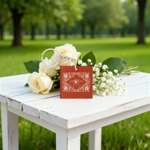 Romantic Red Rust Mr & Mrs Acrylic Keychain