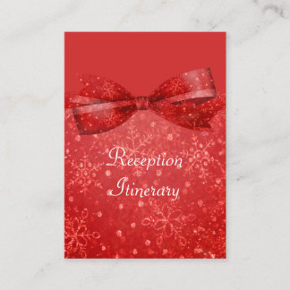 Romantic Red & Shimmer Snowflakes Wedding Enclosure Card