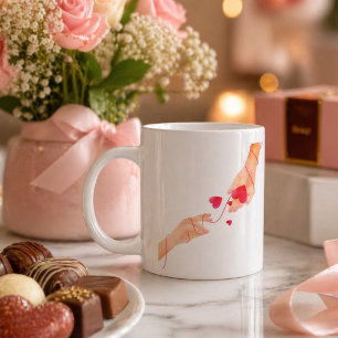 "Romantic Red String of Fate Hands & Hearts – Eter Large Coffee Mug
