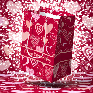Romantic Red Valentine Hearts with Custom Message Medium Gift Bag