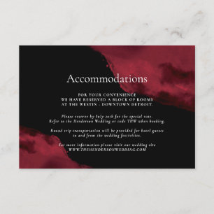 Romantic Red Watercolor Accommodations Enclosure Card