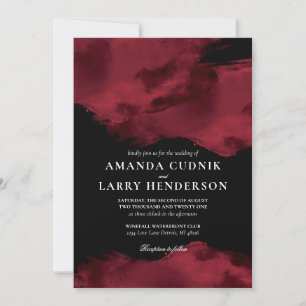 Romantic Red Watercolor Wedding Invitation
