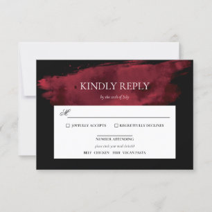 Romantic Red Watercolor Wedding RSVP Card