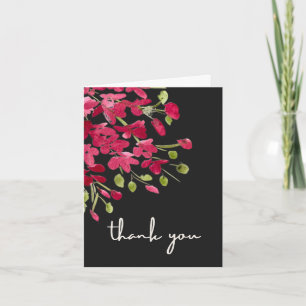 Romantic Red Watercolor Wildflower Thank You Card