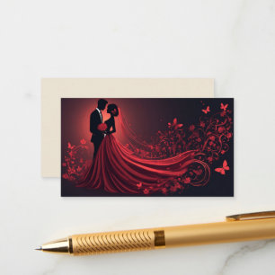 Romantic Red Wedding Silhouette of Bride and Groom Enclosure Card