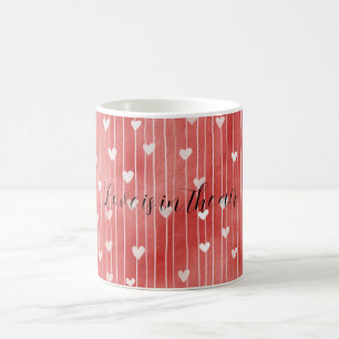 Romantic Red White Stripes Hearts Love Coffee Mug