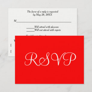 Romantic Red White Wedding RSVP Card