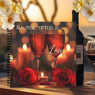 Romantic Red Wine Roses Love Notebook