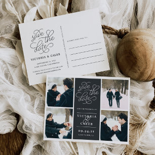 Romantic Request   Photo Collage Save the Date Announcement Postcard