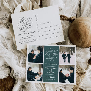 Romantic Request   Photo Collage Save the Date Announcement Postcard