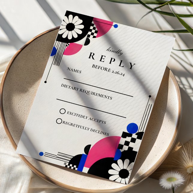 Romantic Retro 60s Wedding RSVP Card (Creator Uploaded)