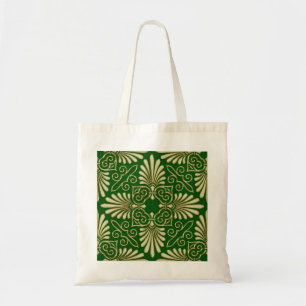 Romantic Retro Art Deco Damask Green Gold 01 Tote Bag